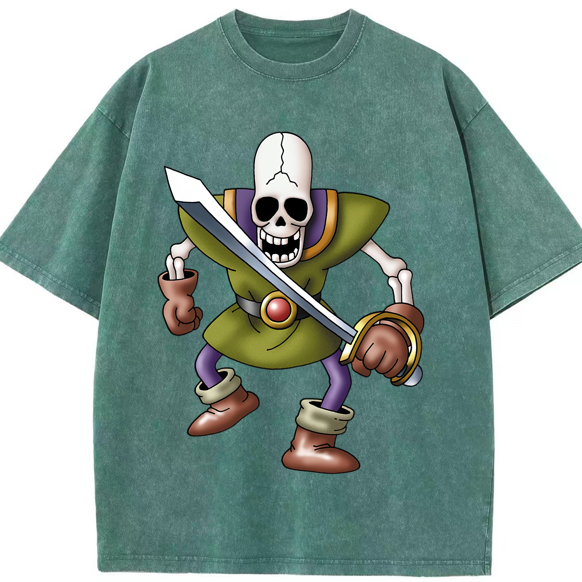 （画像用） ドラゴンクエスト Doragon Kuesuto Dragon Quest 綿100% ヴィンテージ風 半袖Tシャツ（フロントプリント）